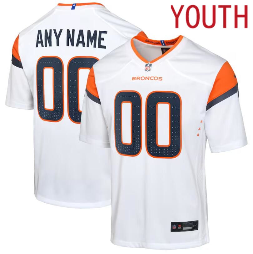Youth Denver Broncos Nike White Custom Game 2024 NFL Jersey